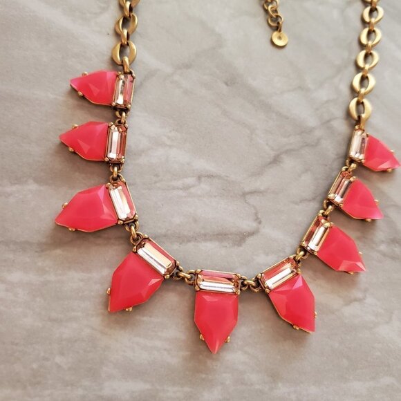 🎀 Stella and Dot Hot Neon Rhinestones Crystals Vintage Antiqued Gold Statement - Picture 4 of 13